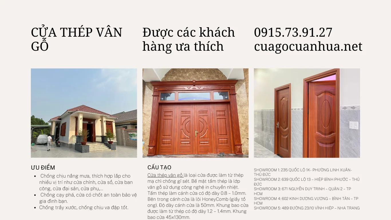 Giá cửa thép vân gỗ tại Dĩ An- Bình Dương- Cửa chống trộm